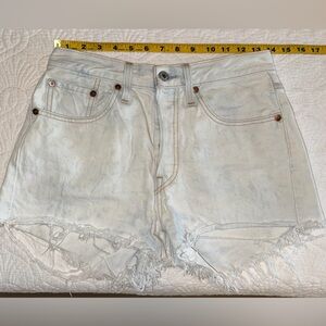 Light Wash Distressed Denim Cutoff Shorts 26